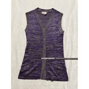 Vintage Jonathan Logan Womens Vest Sleeveless Button Front Pockets Purple Retro